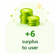 +6 surplus to user